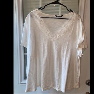 Shein White Lace Trim Blouse